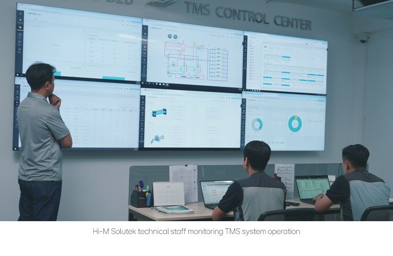 Hi-M Solutek technical staff monitoring TMS system operation.