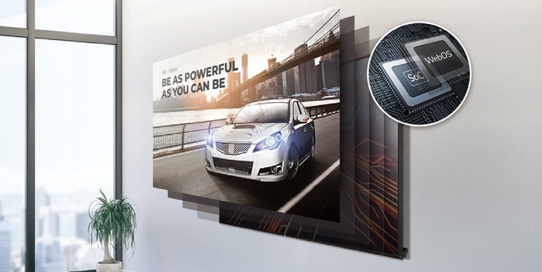 The included SoC and webOS smart signage platform demonstrate its ability to execute several tasks at once.