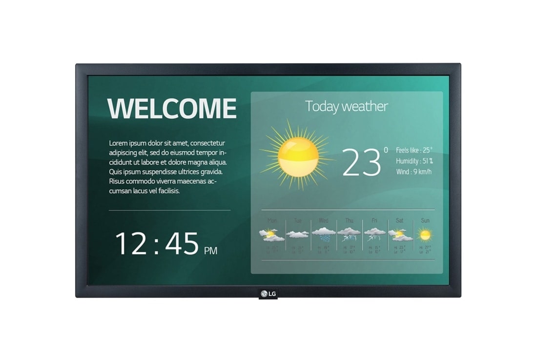 LG Small Digital Display Screen, Wifi Signage Display, 22 Inch, webOS, Perfect Brightness, 22SM3G-B