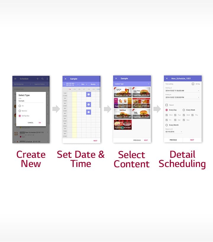 The screenshot of  SuperSign M scheduling process
