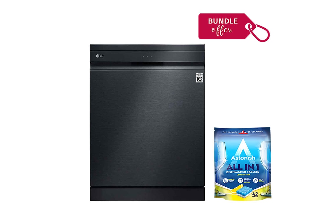 LG 14 Place Setting | Inverter DD | QuadWash™ | TrueSteam™, LG Matte Black QuadWash™ Steam Dishwasher, DFB325HM, DFB325HM