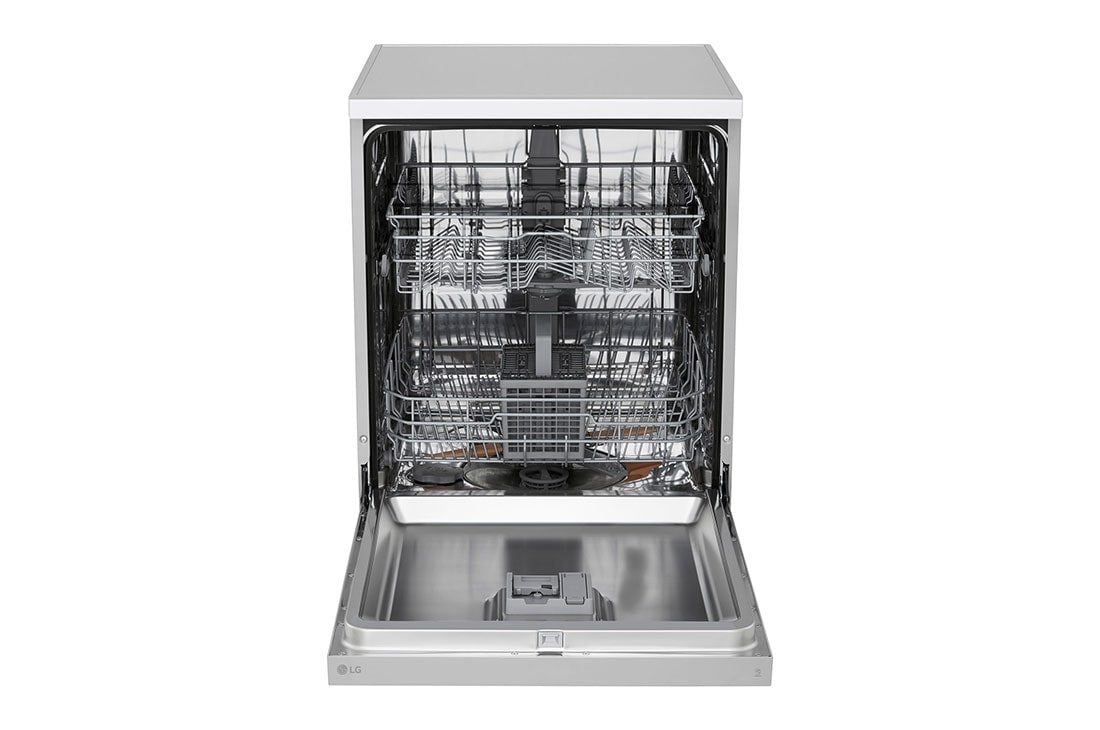 LG QuadWash™ Dishwasher, 14 Place Settings, EasyRack™ Plus, Inverter Direct Drive, Platinum Silver color, Door open view, DFC612FV, thumbnail 2