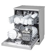 LG QuadWash™ Dishwasher, 14 Place Settings, EasyRack™ Plus, Inverter Direct Drive, Platinum Silver color, Right view with content, DFC612FV, thumbnail 8