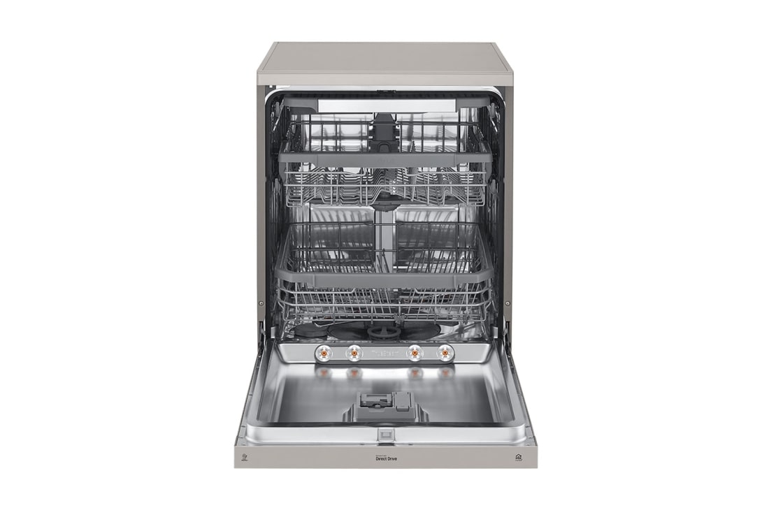 LG New QuadWash Steam Dishwasher, Inverter Direct Drive, Easy Rack plus, Platinum Silver Color, Front View without Materials, DFC435FP, thumbnail 2