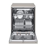 LG New QuadWash Steam Dishwasher, Inverter Direct Drive, Easy Rack plus, Platinum Silver Color, Front Details view, DFC435FP, thumbnail 3