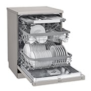 LG New QuadWash Steam Dishwasher, Inverter Direct Drive, Easy Rack plus, Platinum Silver Color, Right side Details view with open door, DFC435FP, thumbnail 5