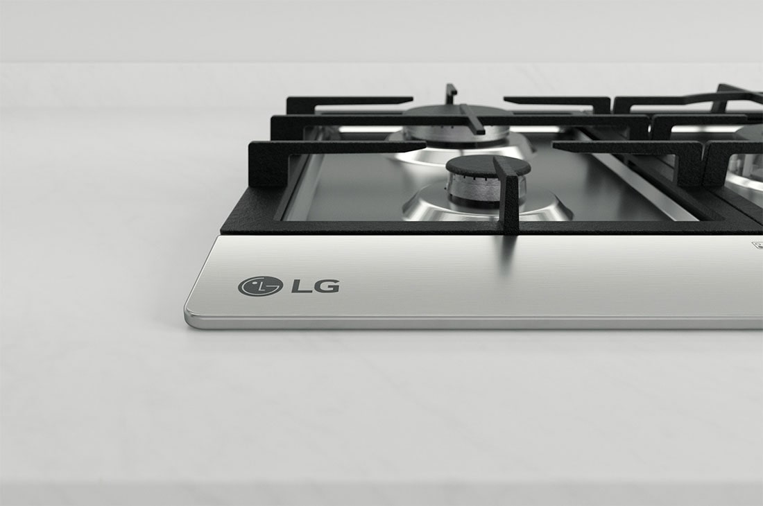 LG Built-in 900 Gas Cooktop |5 Burners | Stainless Steel | Heavy duty grates, Logo Close View, CG5Z3626S, thumbnail 4