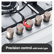 LG Built-in 900 Gas Cooktop |5 Burners | Stainless Steel | Heavy duty grates, Knob, CG5Z3626S, thumbnail 7