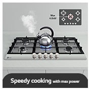 LG Built-in 900 Gas Cooktop |5 Burners | Stainless Steel | Heavy duty grates, Max power, CG5Z3626S, thumbnail 8