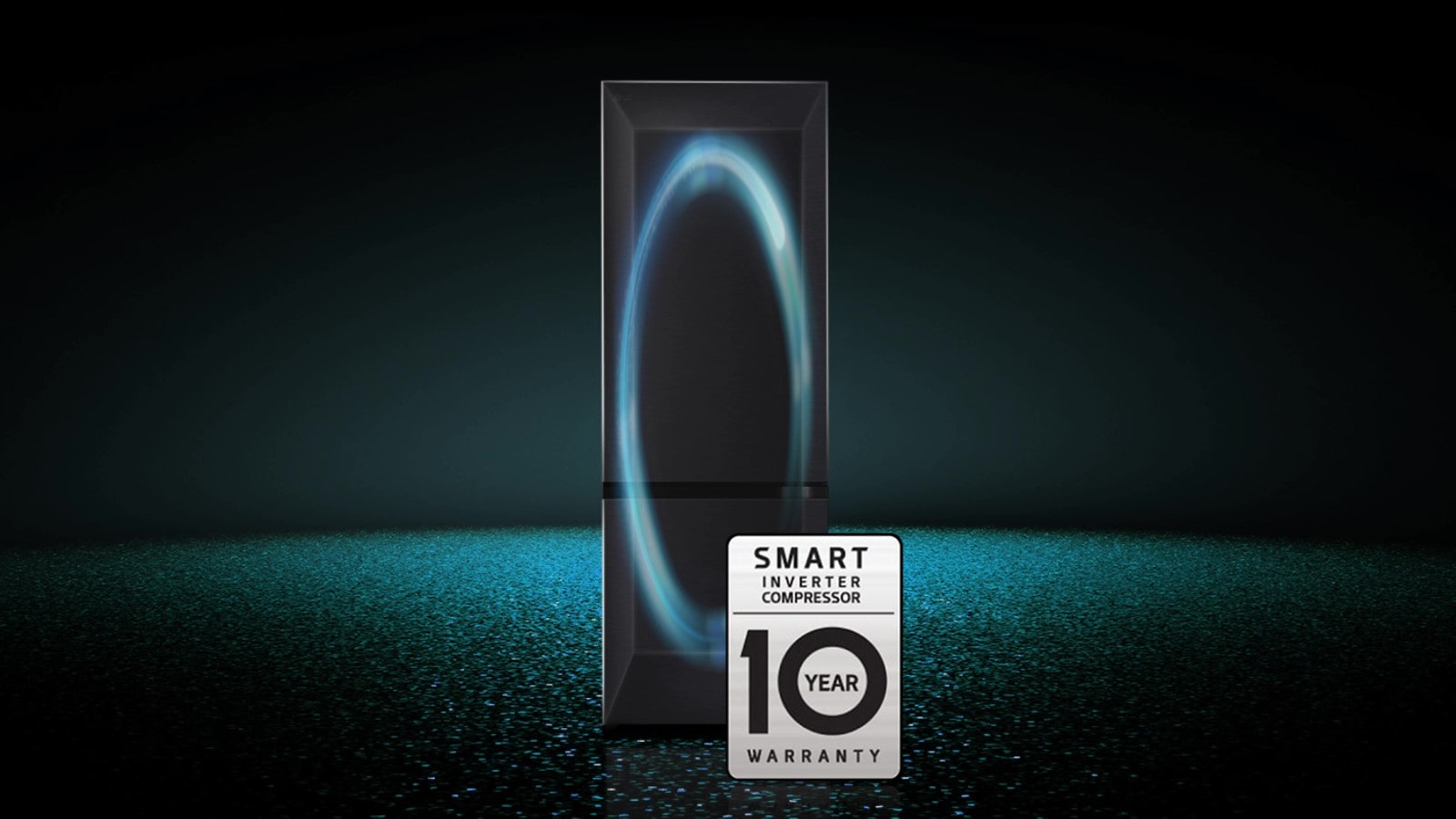 The lg bottom freezer refrigerator with a water dispenser features a 10-year warranty on the smart inverter compressor, which regulates the cooling in the refrigerator.