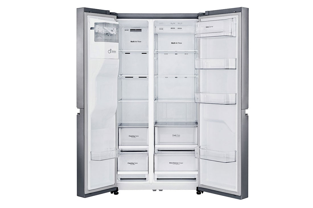 LG 625(L) | Side by Side Refrigerator |Smart Inverter Compressor | Moist Balance Crisper™ |Smart Diagnosis™, GC-L247SLKV Front Open, GC-L247SLKV, thumbnail 3