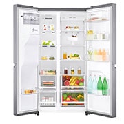 LG 625(L) | Side by Side Refrigerator |Smart Inverter Compressor | Moist Balance Crisper™ |Smart Diagnosis™, GC-L247SLKV Front Open Food, GC-L247SLKV, thumbnail 2