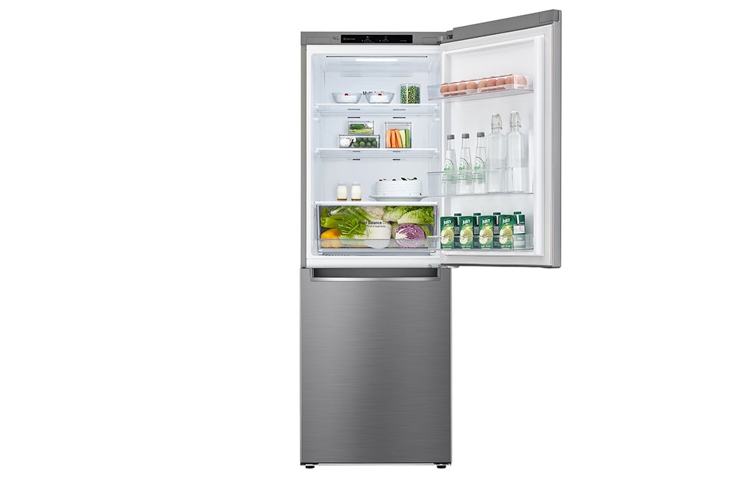 LG 306(L) | Bottom Freezer Refrigerator | Smart Inverter Compressor | LINEARCooling™ | Door Cooling+™, front top open food, GC-B369NLJM, thumbnail 8