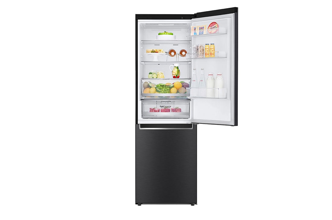 LG 341(L) | Bottom Freezer Refrigerator | Smart Inverter Compressor | NatureFRESH™ | Door Cooling+™, front top open food, GC-B459NQDZ, thumbnail 3
