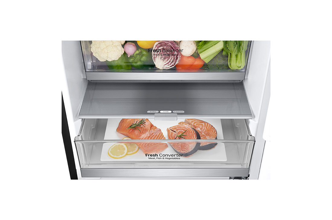 LG 341(L) | Bottom Freezer Refrigerator | Smart Inverter Compressor | NatureFRESH™ | Door Cooling+™, bottom drawer fish food view, GC-B459NQDZ, thumbnail 7
