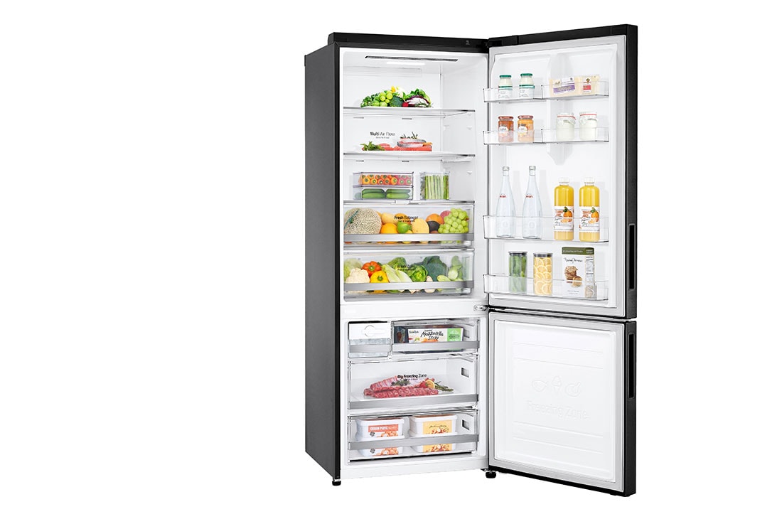 LG 462(L) | Bottom Freezer Refrigerator | Smart Inverter Compressor | NatureFRESH™ | Door Cooling+™, Left open view, GC-B569NQCM, thumbnail 9