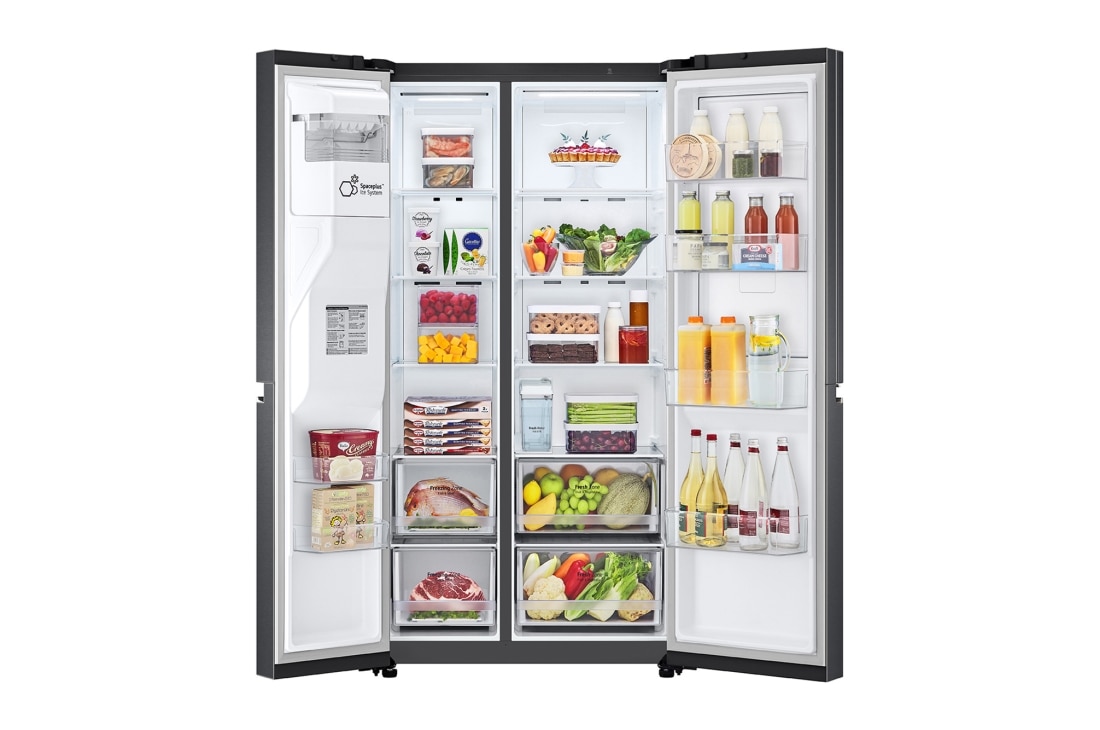 LG 635(L) | Side by Side Refrigerator |Smart Inverter Compressor |DoorCooling™ | UVnano™, front open food view, GC-J257SQRS, thumbnail 2