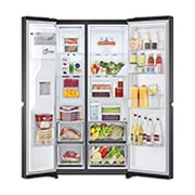 LG 635(L) | Side by Side Refrigerator |Smart Inverter Compressor |DoorCooling™ | UVnano™, front open food view, GC-J257SQRS, thumbnail 2