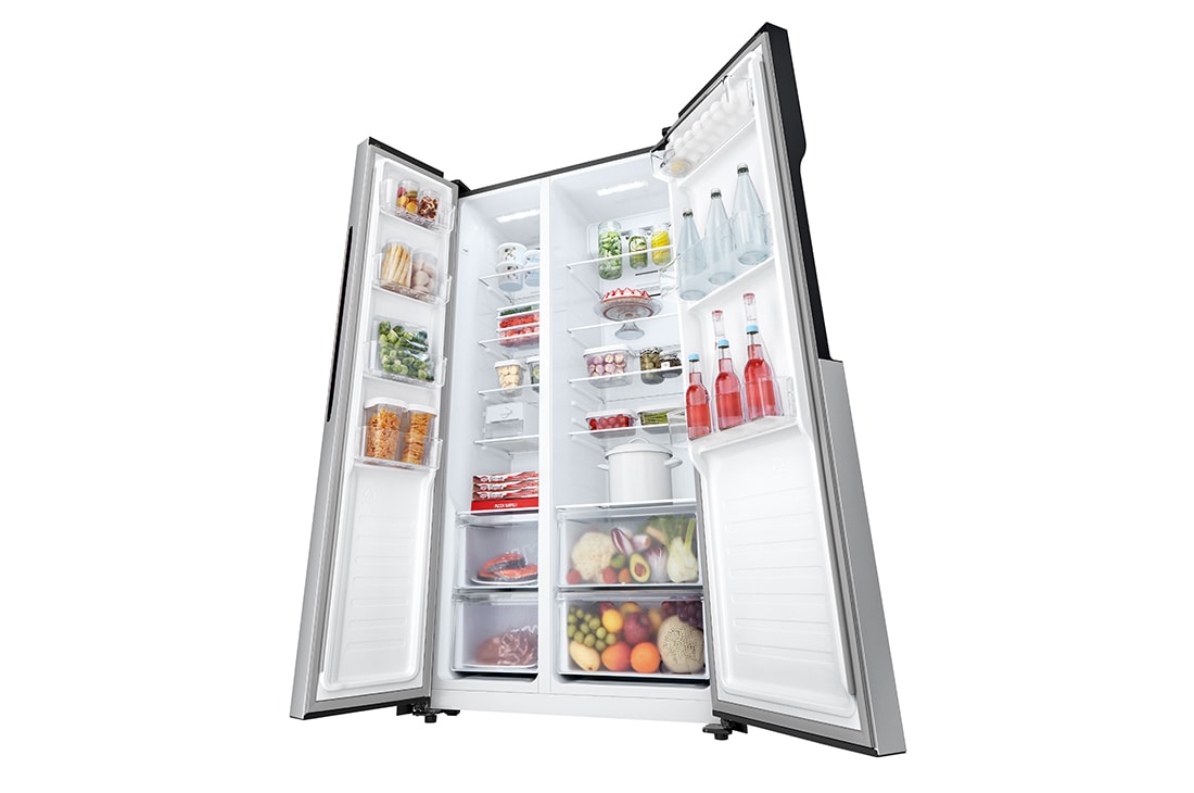 LG 519(L) | Side by Side Refrigerator | Multi Air Flow | Total No Frost, RightPerspectiveOpen with food, GCFB507PQAM, thumbnail 10