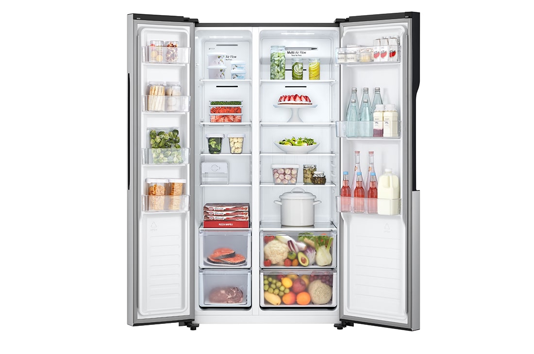 LG 519(L) | Side by Side Refrigerator | Multi Air Flow | Total No Frost, FrontOpen with food, GCFB507PQAM, thumbnail 2