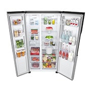 LG 519(L) | Side by Side Refrigerator | Multi Air Flow | Total No Frost, TopPerspectiveOpen with food, GCFB507PQAM, thumbnail 8