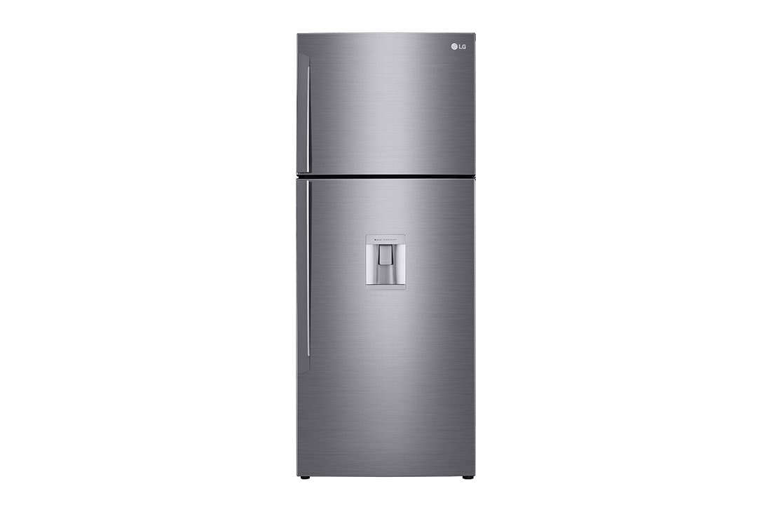 LG 438(L) | Top Freezer Refrigerator | Smart Inverter Compressor | Water Dispenser | NatureFRESH™ | LinearCooling™, Front View, GL-T652HLCM