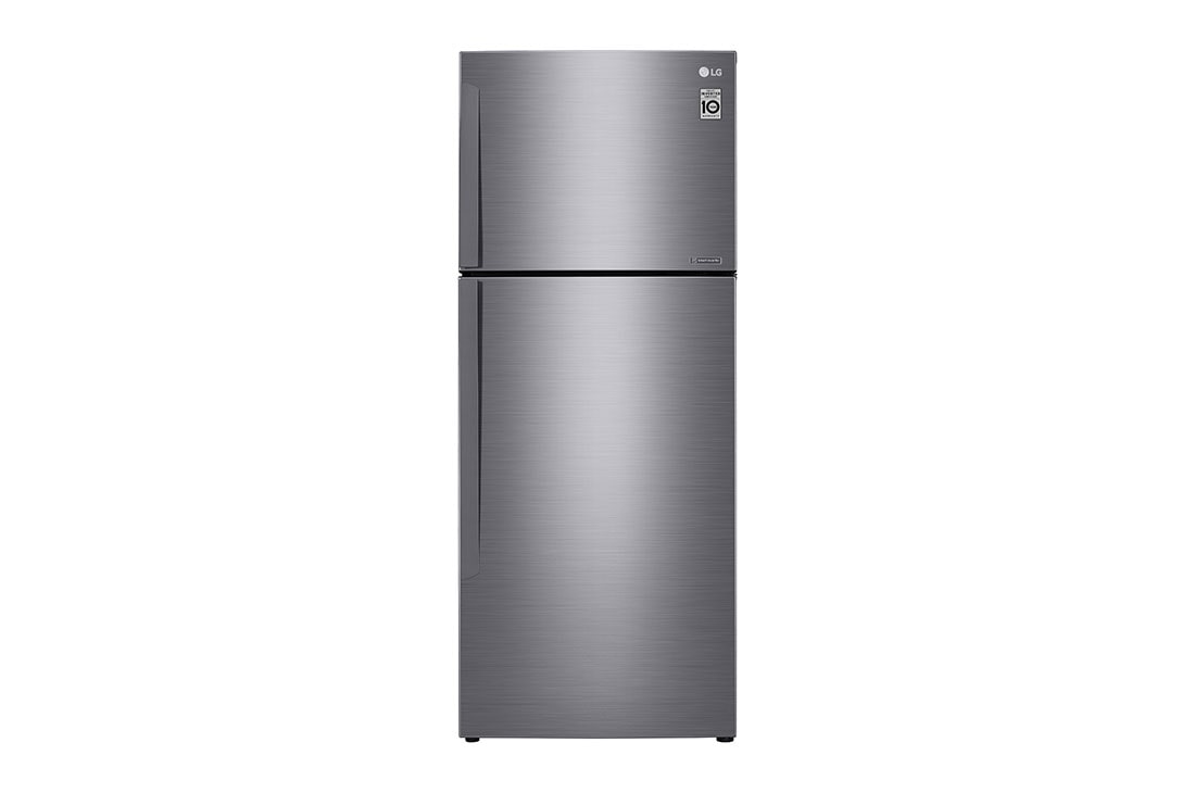 LG 438(L) | Top Freezer Refrigerator | Smart Inverter Compressor | NatureFRESH™ | LinearCooling™, front view, GL-C652HLCM
