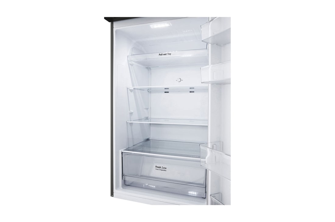 LG 375(L) | Top Freezer Refrigerator |Smart Inverter Compressor |LINEAR Cooling™ | Multi Air Flow, bottom fridge opened, GN-B472PLMB, thumbnail 4