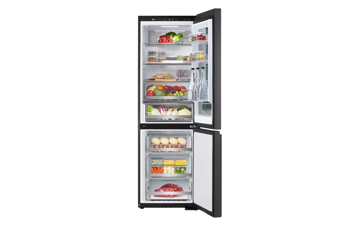 LG 349L InstaView™ Bottom Freezer Refrigerator Essence Black Steel, front open , GC-V459FSKW, thumbnail 2