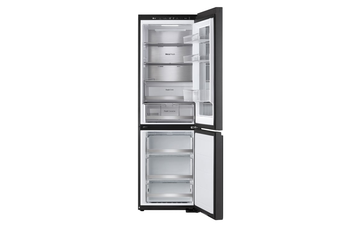 LG 349L InstaView™ Bottom Freezer Refrigerator Essence Black Steel, front open , GC-V459FSKW, thumbnail 3