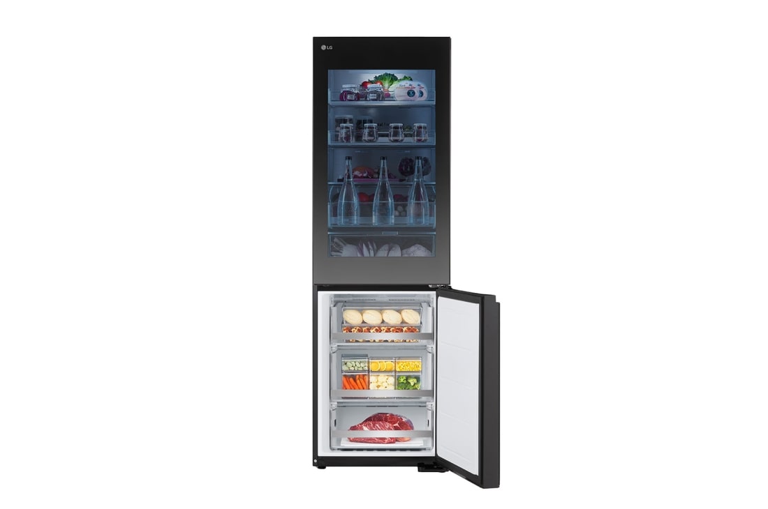LG 349L InstaView™ Bottom Freezer Refrigerator Essence Black Steel, bottom open , GC-V459FSKW, thumbnail 12