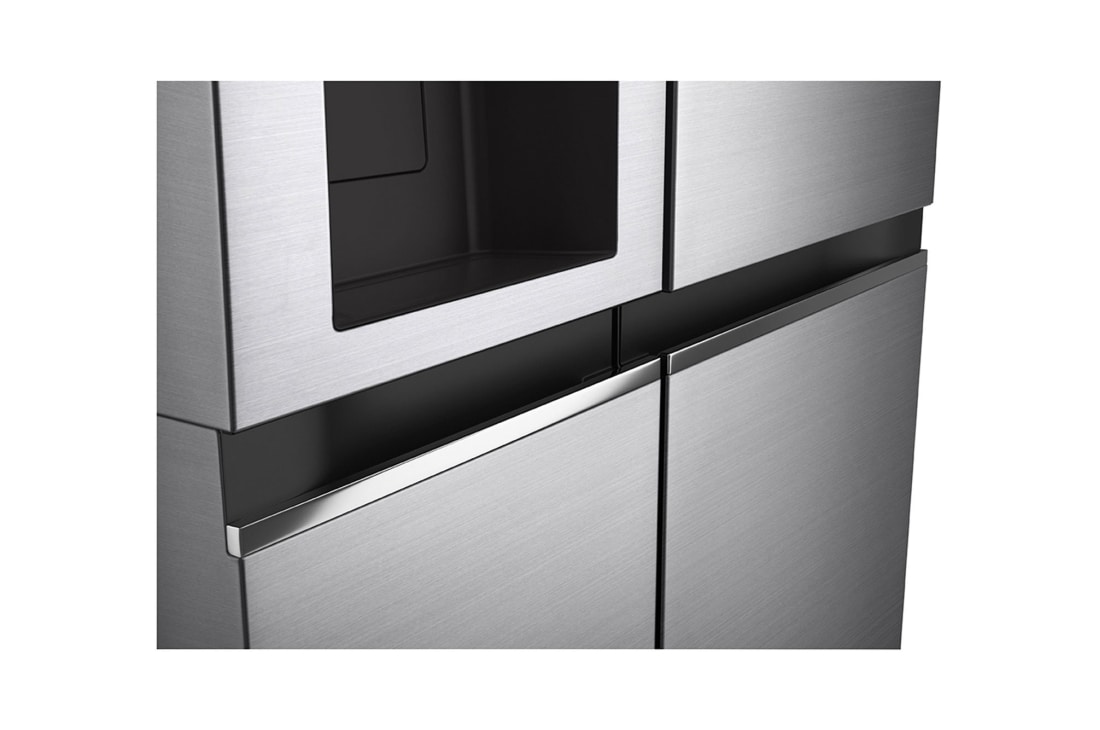 LG Door-in-Door™ ThinQ™ Side by Side 617L Refrigerator, UVnano™, LINEARCooling™, ThinQ™ in Silver color, handle view, GC-L257KLKW, thumbnail 3