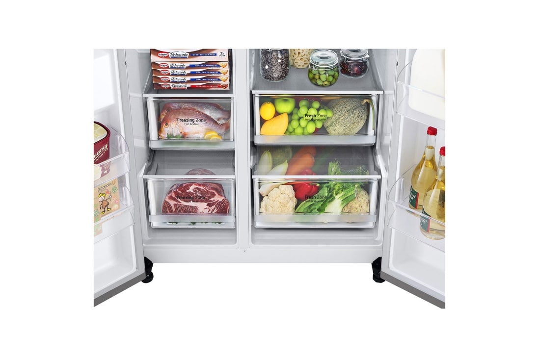 LG Door-in-Door™ ThinQ™ Side by Side 617L Refrigerator, UVnano™, LINEARCooling™, ThinQ™ in Silver color, i-micom view, GC-L257KLKW, thumbnail 7