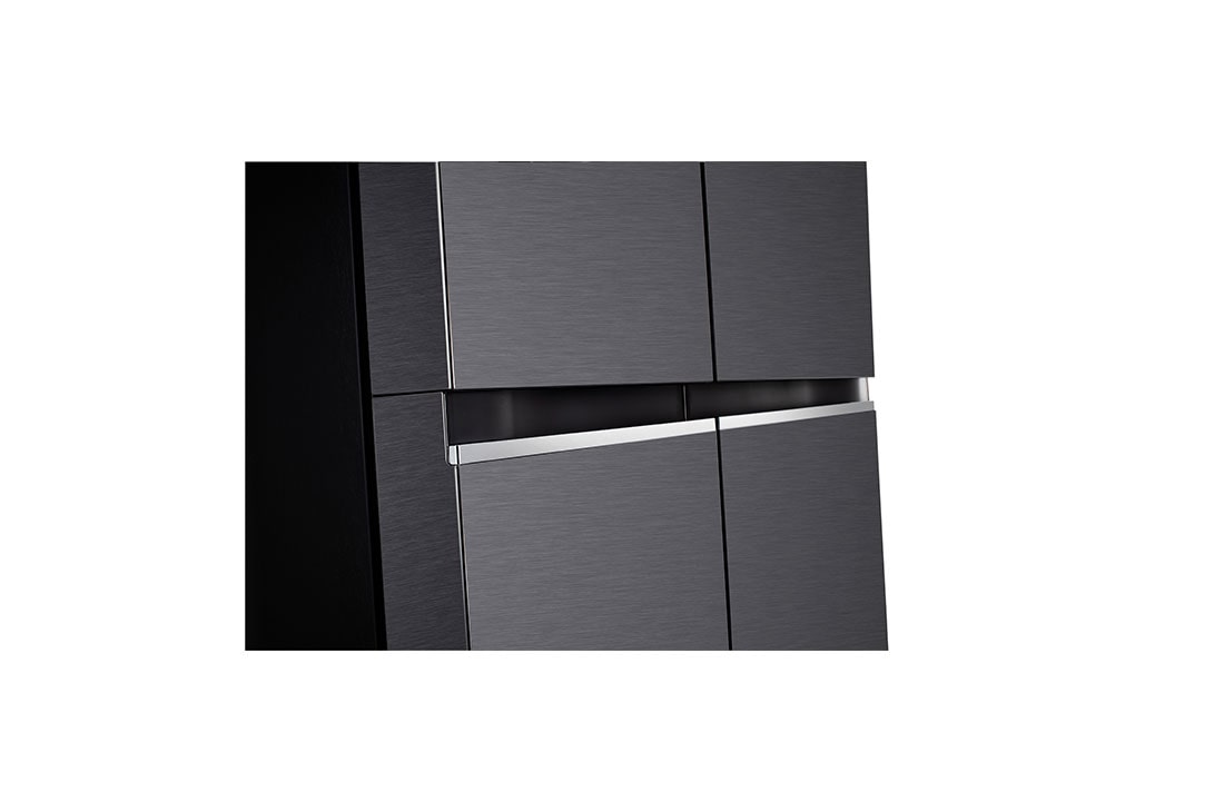 LG 674L Side-by-Side Refrigerator with Multi Air Flow, Multi Digital Sensors, Smart Diagnosis™, Matte Black Finish, 3-Star, Handle Detail view, GC-B257KQJW, thumbnail 8