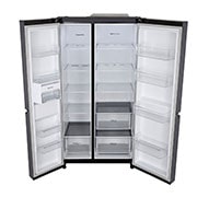 LG 674L Side-by-Side Refrigerator with Multi Air Flow, Multi Digital Sensors, Smart Diagnosis™, Matte Black Finish, 3-Star, Front all door open , GC-B257KQJW, thumbnail 10