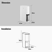 LG PuriCare™ Dual Inverter 34L Dehumidifier, Dimension, DD20GMWE1, thumbnail 16