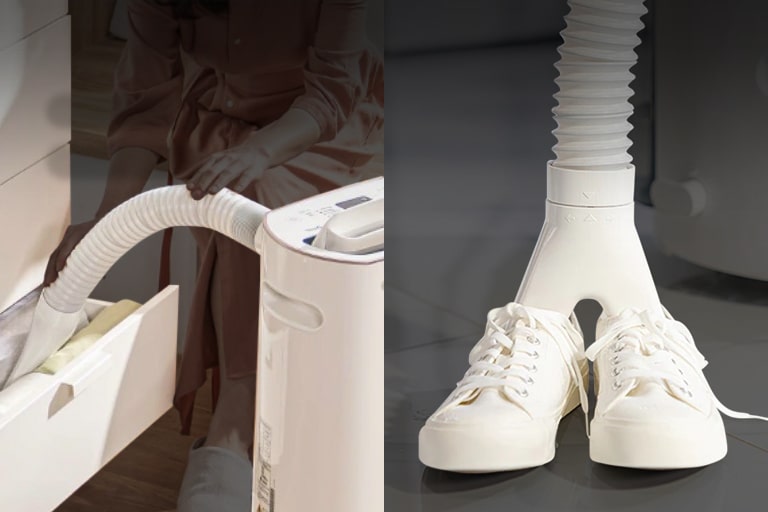 If necessary, a separately sold drying kit can be connected to the product to partially dehumidify closet or shoes.