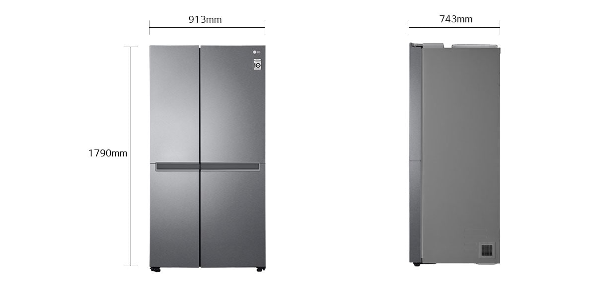 LG 649-Litres Fridge GC-B257JLYL 649(L) | Side by Side Refrigerator | Smart Inverter Compressor | Multi Air Flow | Smart Diagnosis™ - Inox