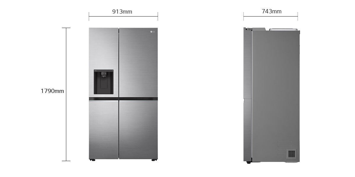 LG 634-Litres GC-L257JLXL Fridge; 634(L) | Side by Side Refrigerator | Smart Inverter Compressor | Multi Air Flow | Smart Diagnosis™, Frost Free