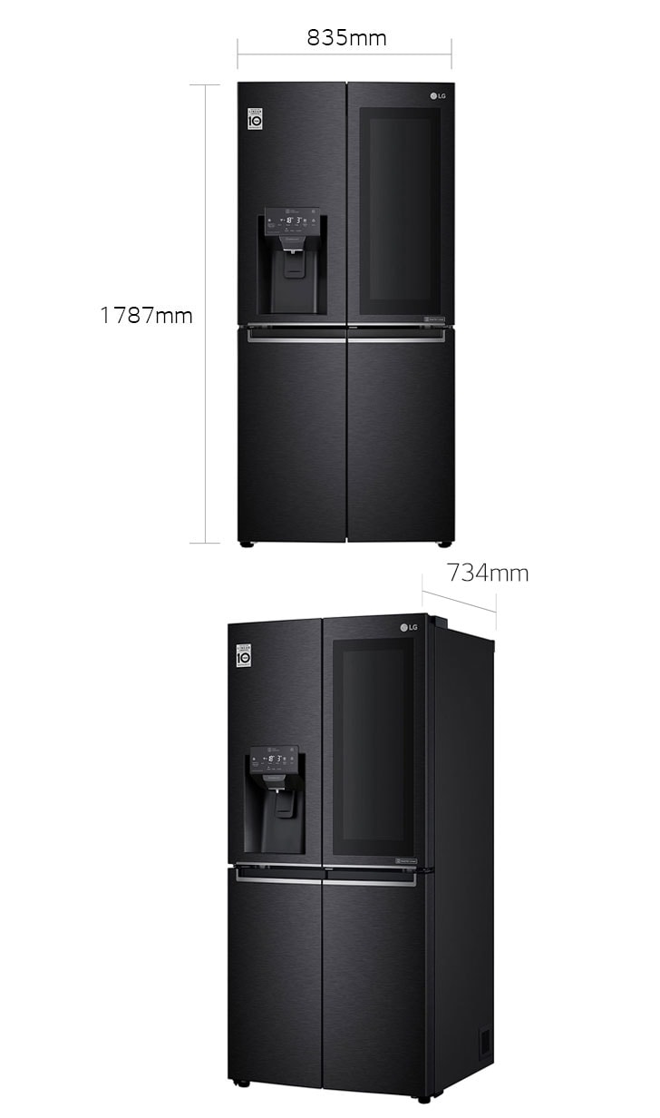 LG 570-Litres Fridge GC-X22FTQKL; Net 426(L) | Slim French Door Fridge, with InstaView Door-In-Door™, Frost Free Side By Side Refrigerator - Black