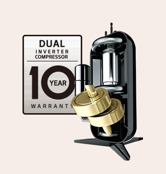 Dual inverter compressor 10-year warranty image.