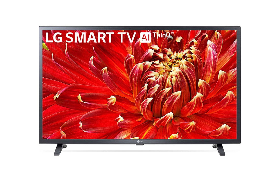 LG LED Smart TV 43 inch LM6300 Series Full HD HDR Smart LED TV w/ ThinQ AI, front view with infill image, 43LM6300PVB