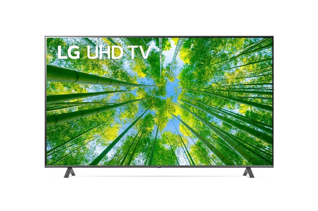 LG UHD 4K TV, A front view of the LG UHD TV with infill image and product logo on, 75UQ80006LD