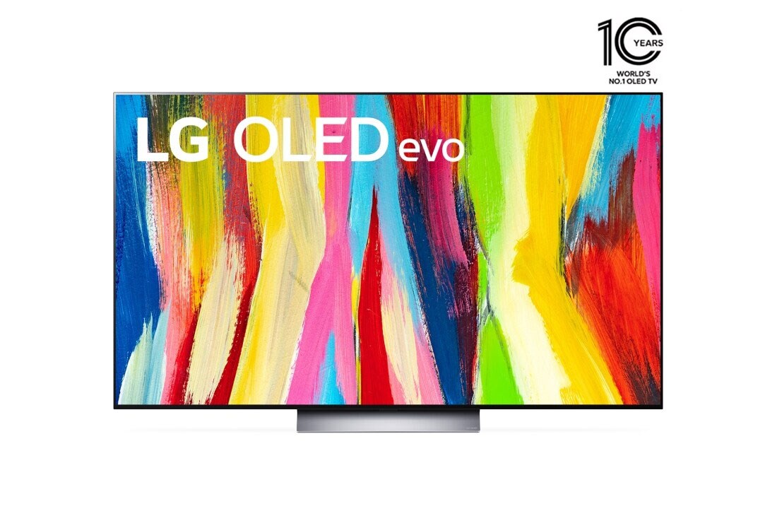 LG OLED 2022 | 77 Inch | C2 series| 4k Cinema HDR | AI Sound  Pro |  Magic Remote | Self-lit | Immersive Surround Sound  | WebOS | Smart  AI ThinQ, Front view , OLED77C26LA