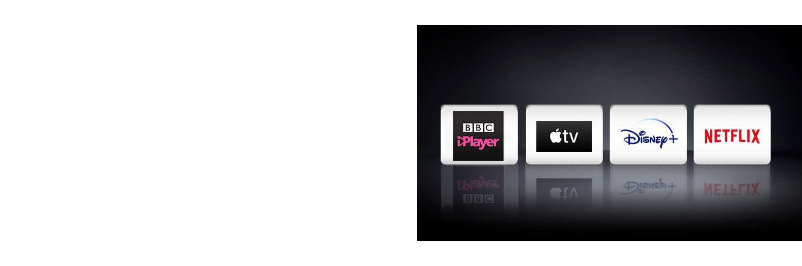 Four logos: The Apple TV app, Disney+, Netflix and BBC iPlayer