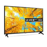 LG UHD 4K TV | 50 Inch | UQ75 series| WebOS | Smart AI ThinQ | Magic Remote | HDR10 Pro | Game Optimizer & Dashboard, 30 degree side view with infill image and product logo, 50UQ75006LG, thumbnail 2