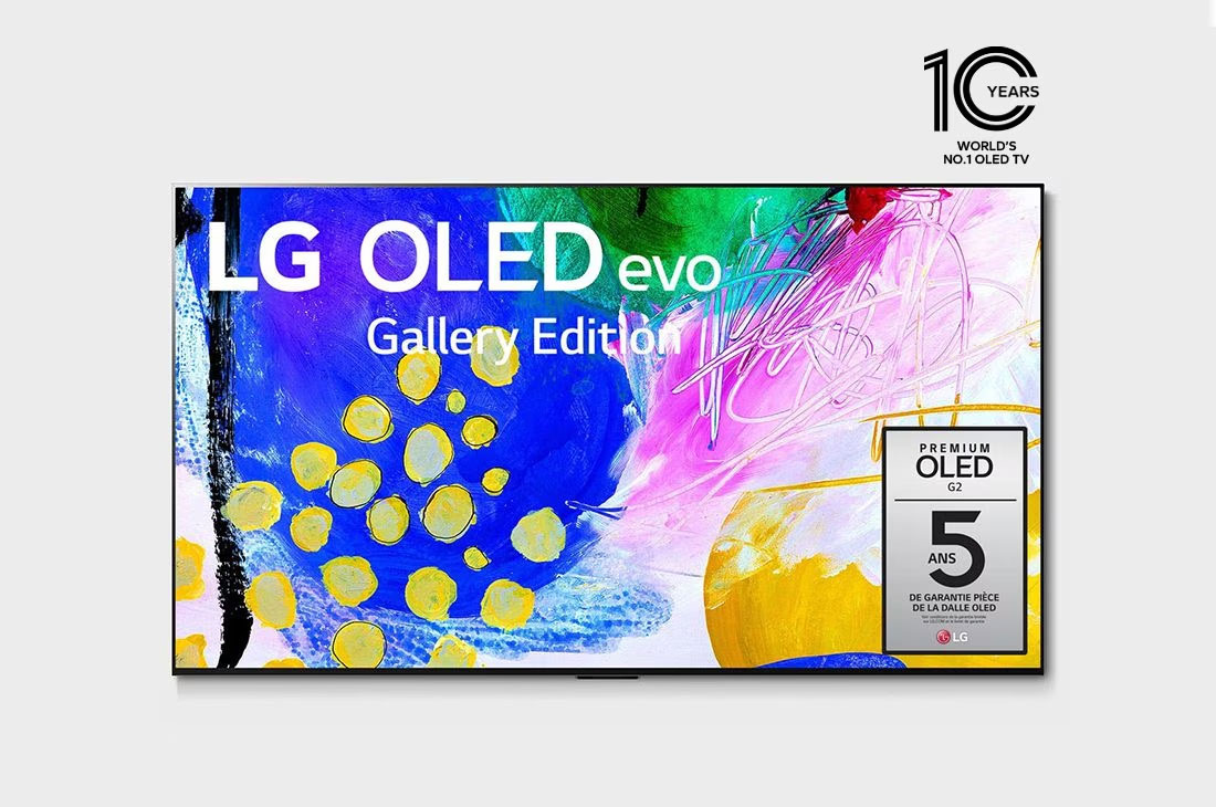 LG OLED  evo 2022 | 83 Inch | G2 series| 4k Gallery Design| AI Sound  Pro |  Magic Remote | Immersive Surround Sound  | WebOS | Smart  AI ThinQ, Front view with LG OLED evo Gallery Edition on the screen, OLED83G26LA