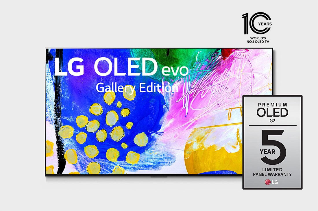 LG OLED  evo 2022 | 77 Inch | G2 series| 4k Gallery Design| AI Sound  Pro |  Magic Remote | Immersive Surround Sound  | WebOS | Smart  AI ThinQ, Front view with LG OLED evo Gallery Edition on the screen, OLED77G26LA