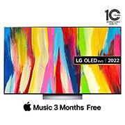 LG OLED 2022 | 55 Inch | C2 series| 4k Cinema HDR | AI Sound  Pro |  Magic Remote | Self-lit | Immersive Surround Sound  | WebOS | Smart  AI ThinQ, Front view , OLED55C26LA, thumbnail 1