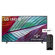 LG UHD 4K TV 2023| 55 Inch | UR78 series| WebOS | Smart AI ThinQ | Magic Remote | 3 side cinema | HDR10|HLG| AI Sound (5.1ch)| 2 Pole stand, A front view of the LG UHD TV, 55UR78006LL, thumbnail 1